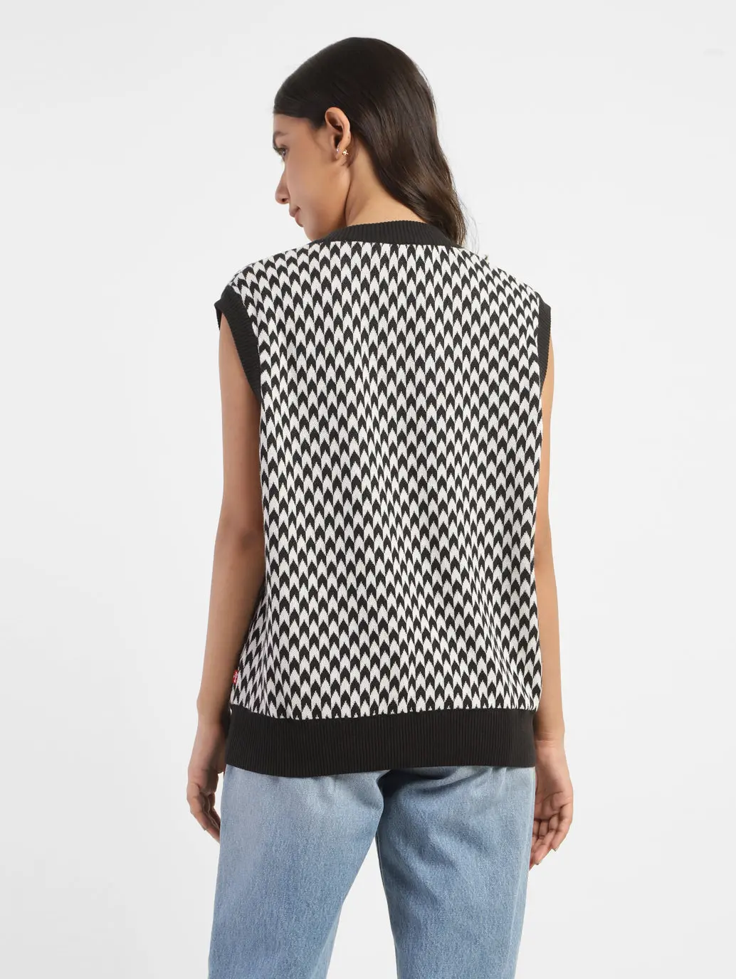 Women's V-Neck Checkered Sweater 3