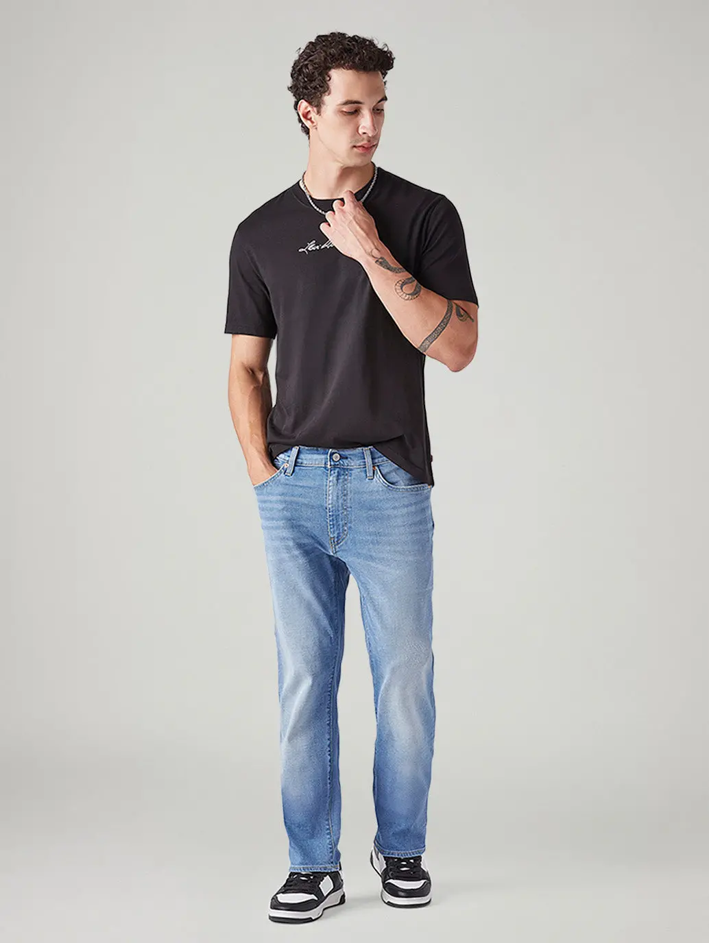 Men's 541 Light Indigo Tapered Fit Mid Rise Linen Jeans 1