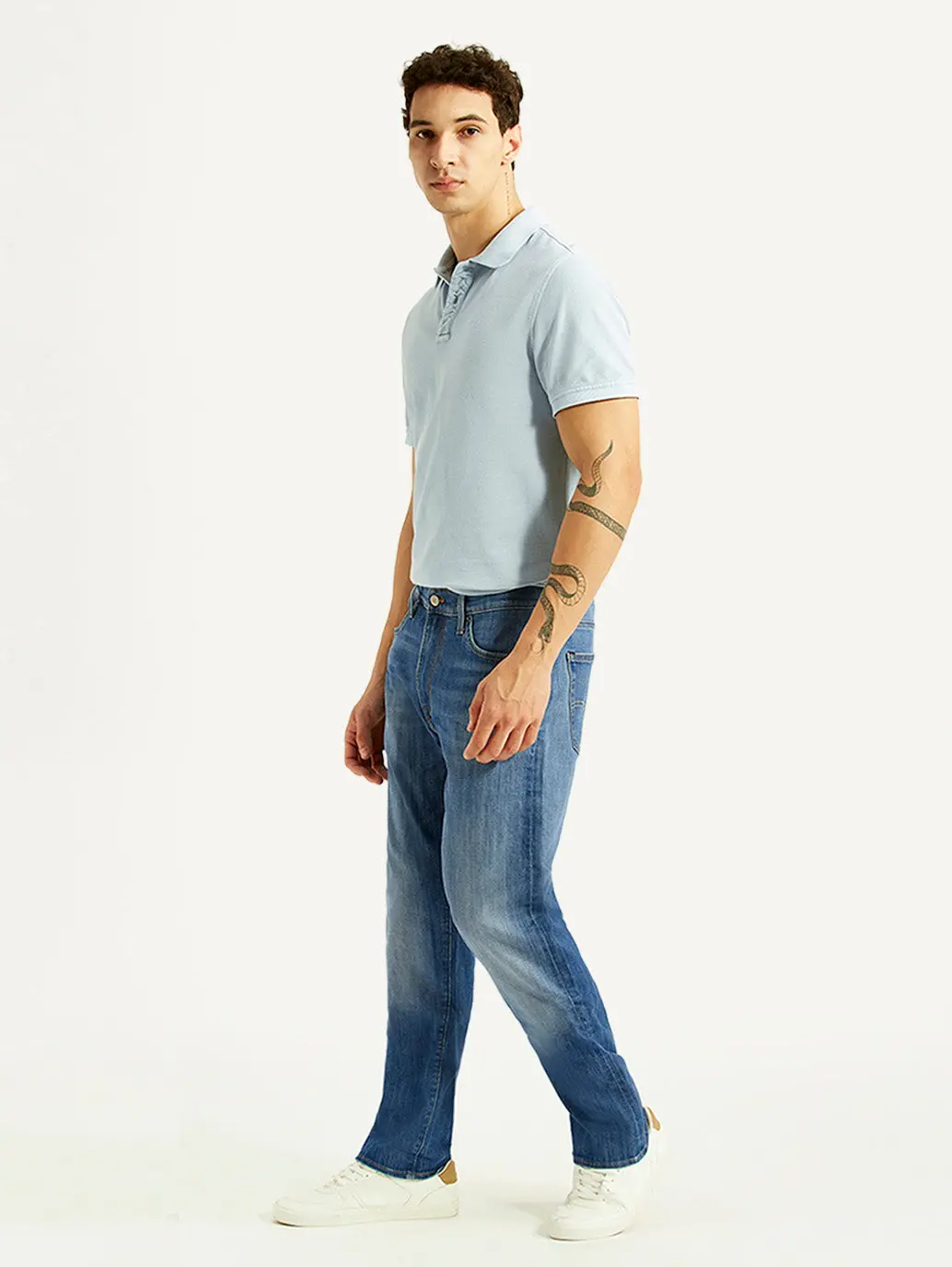 Men's 541 Blue Athletic Tapered Fit Mid Rise Selvedge Jeans 4