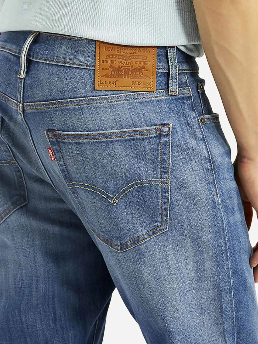 Men's 541 Blue Athletic Tapered Fit Mid Rise Selvedge Jeans 3