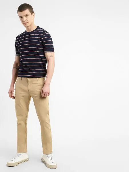 Men's Khaki Slim Fit Trousers 1