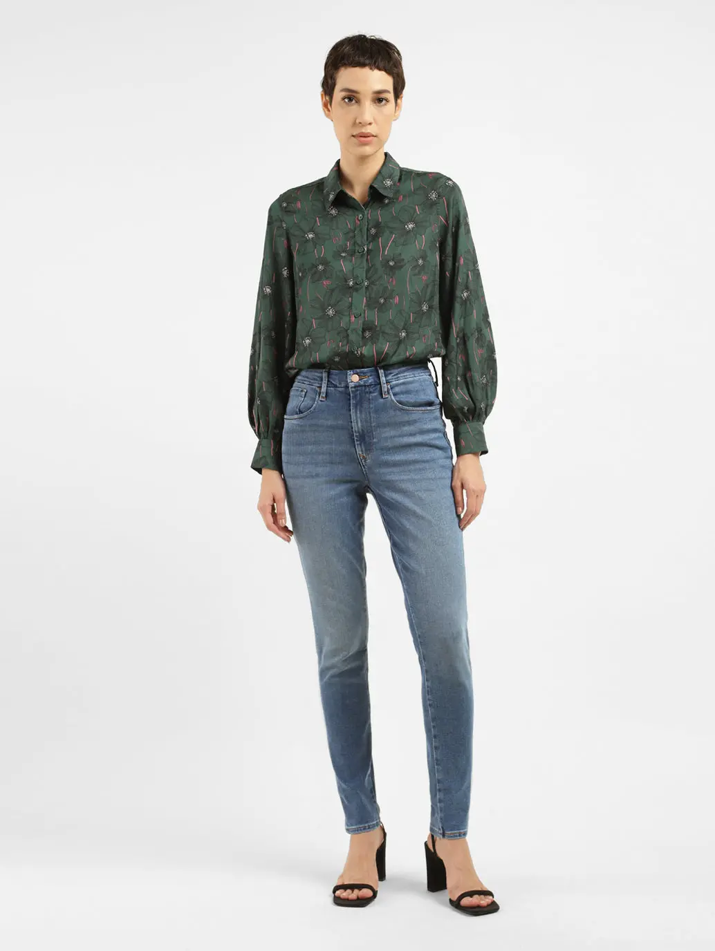 Women's 721 Blue Skinny Fit High Rise Jeans 1