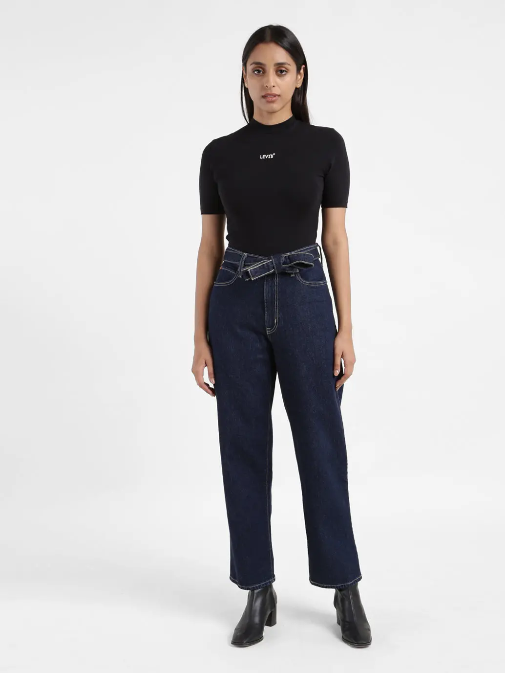 Women's 94 Navy Blue Baggy Fit Mid Rise Jeans 1
