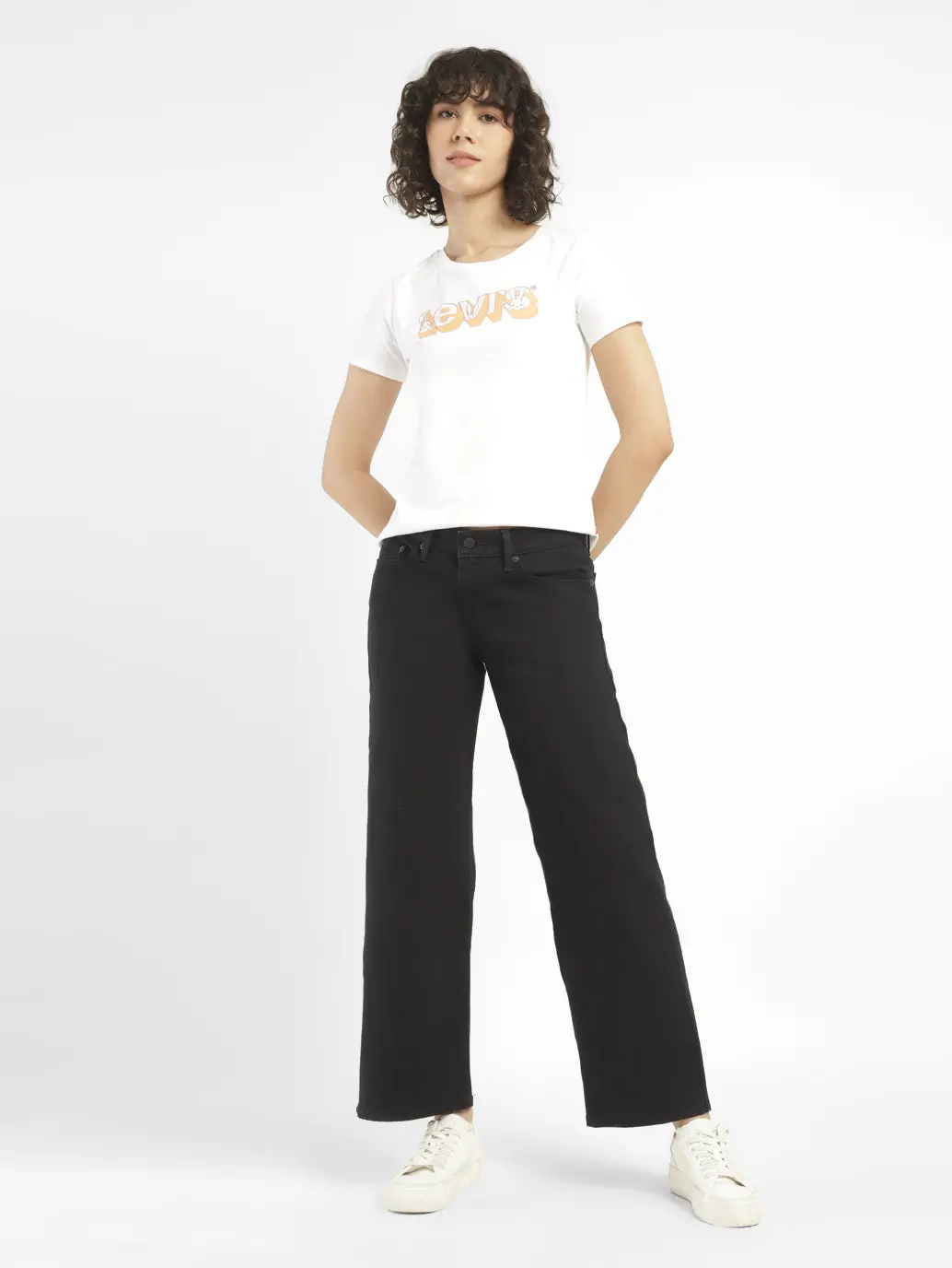 Women's Black Loose Fit High Rise Jeans 1