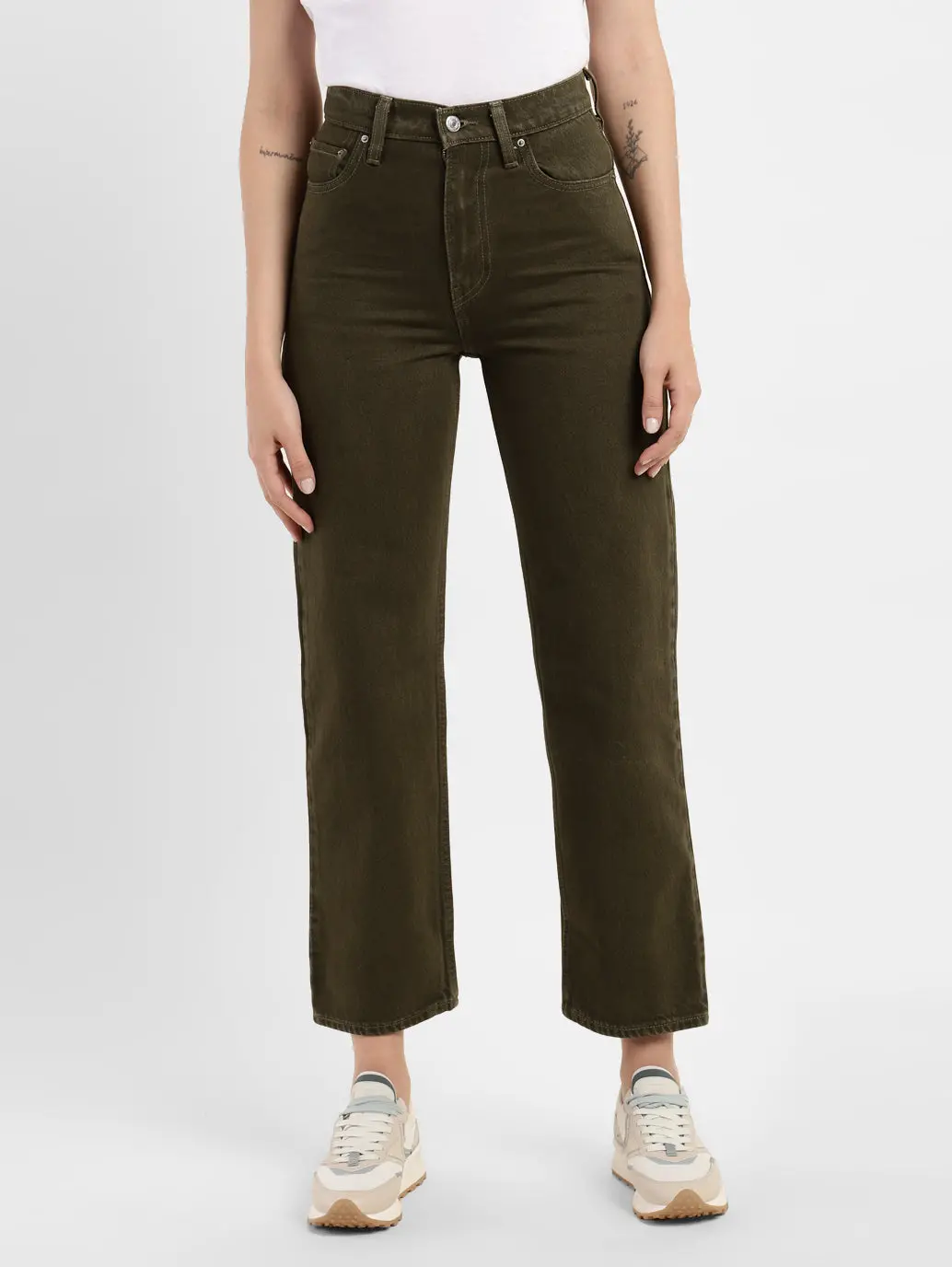 Women's Brown Ribcage Straight Fit High Rise Jeans 1