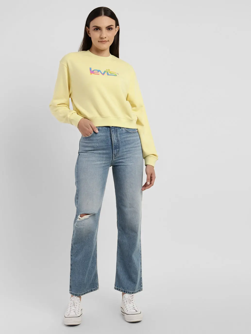 Women's Blue Ribcage Straight Fit High Rise Jeans 1