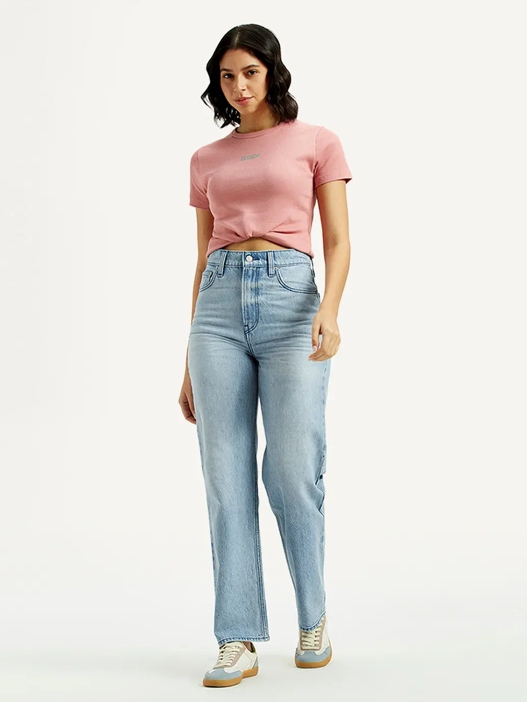 Women's Light Indigo Ribcage Straight Fit High Rise Jeans 1