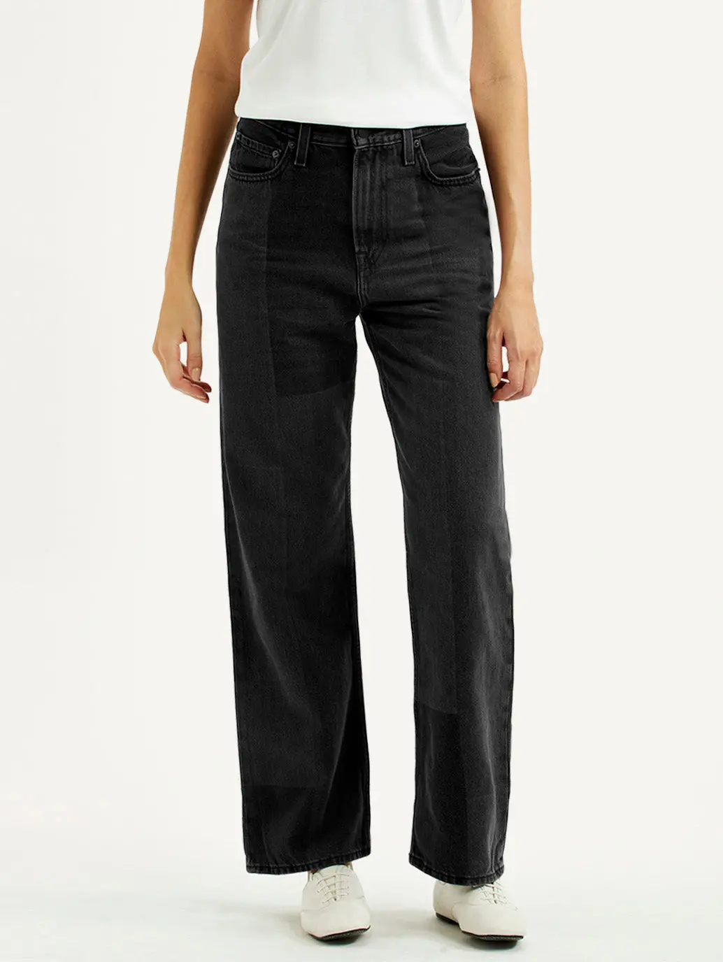 Women's Charcoal Grey Ribcage Straight Fit High Rise Jeans 2