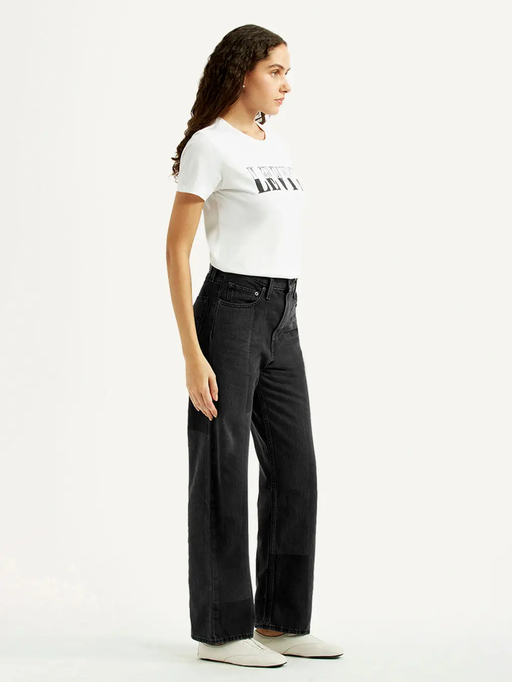 Women's Charcoal Grey Ribcage Straight Fit High Rise Jeans 5