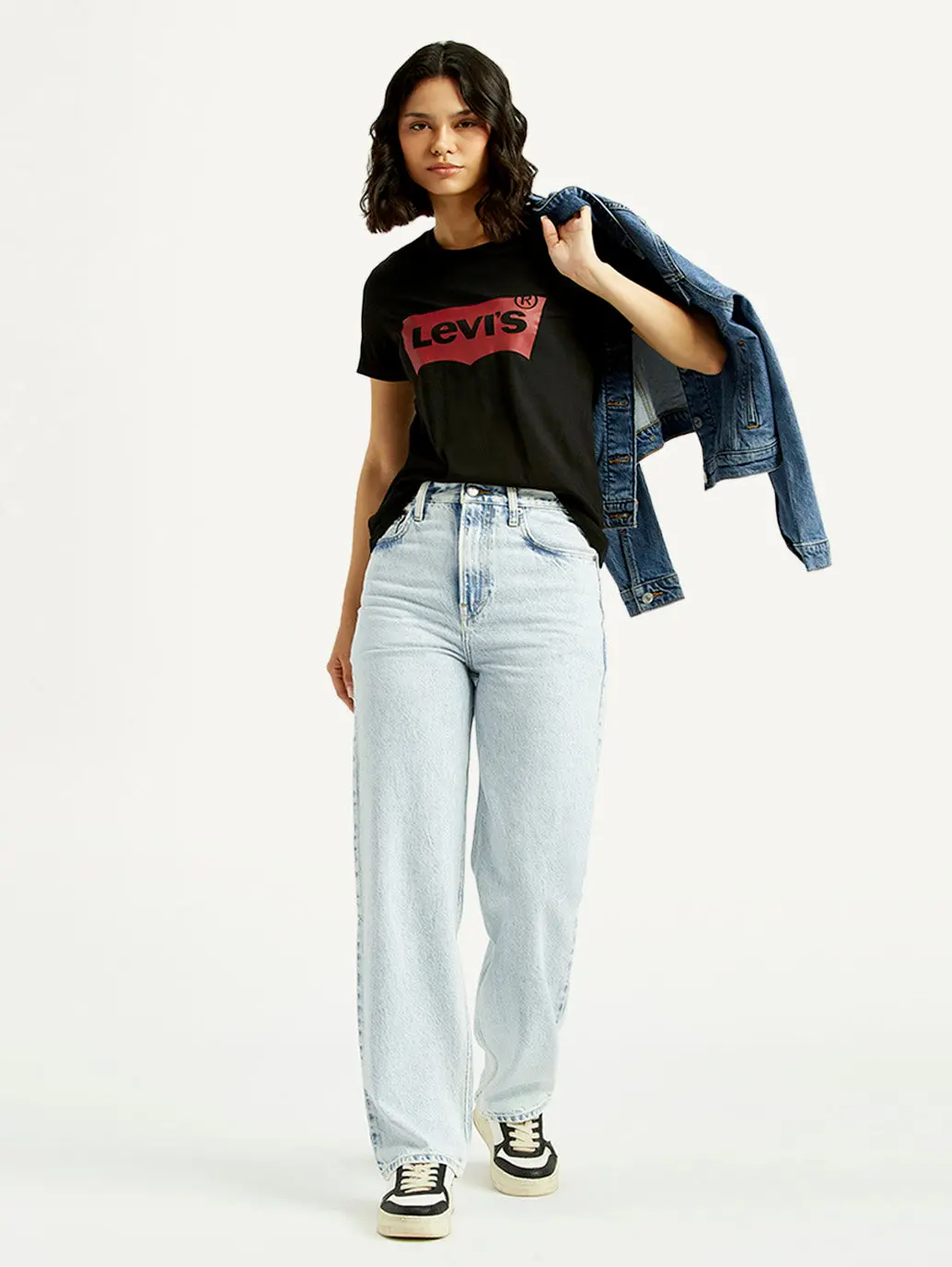 Women's Light Blue Ribcage Straight Fit High Rise Jeans 1
