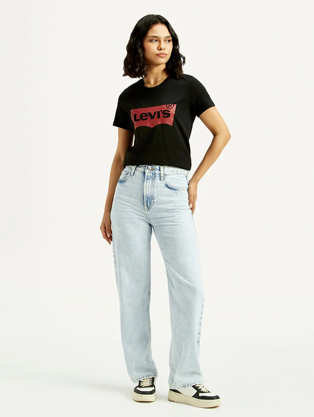 Women's Light Blue Ribcage Straight Fit High Rise Jeans 2