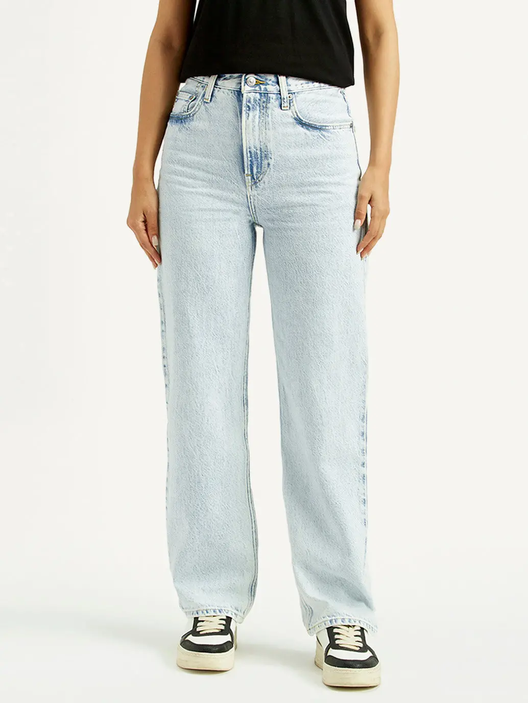 Women's Light Blue Ribcage Straight Fit High Rise Jeans 3