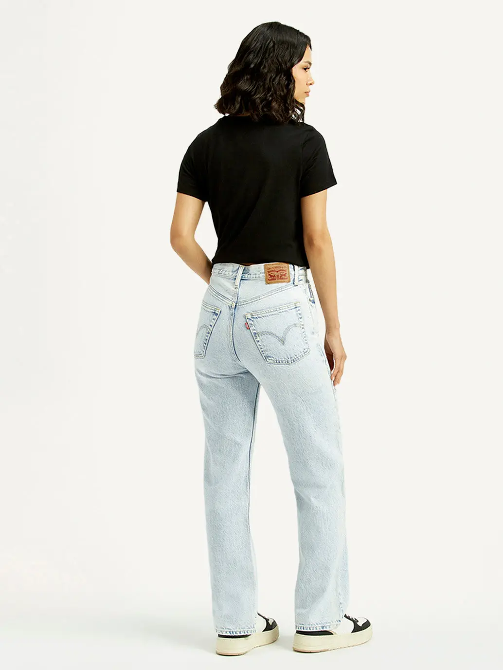 Women's Light Blue Ribcage Straight Fit High Rise Jeans 4