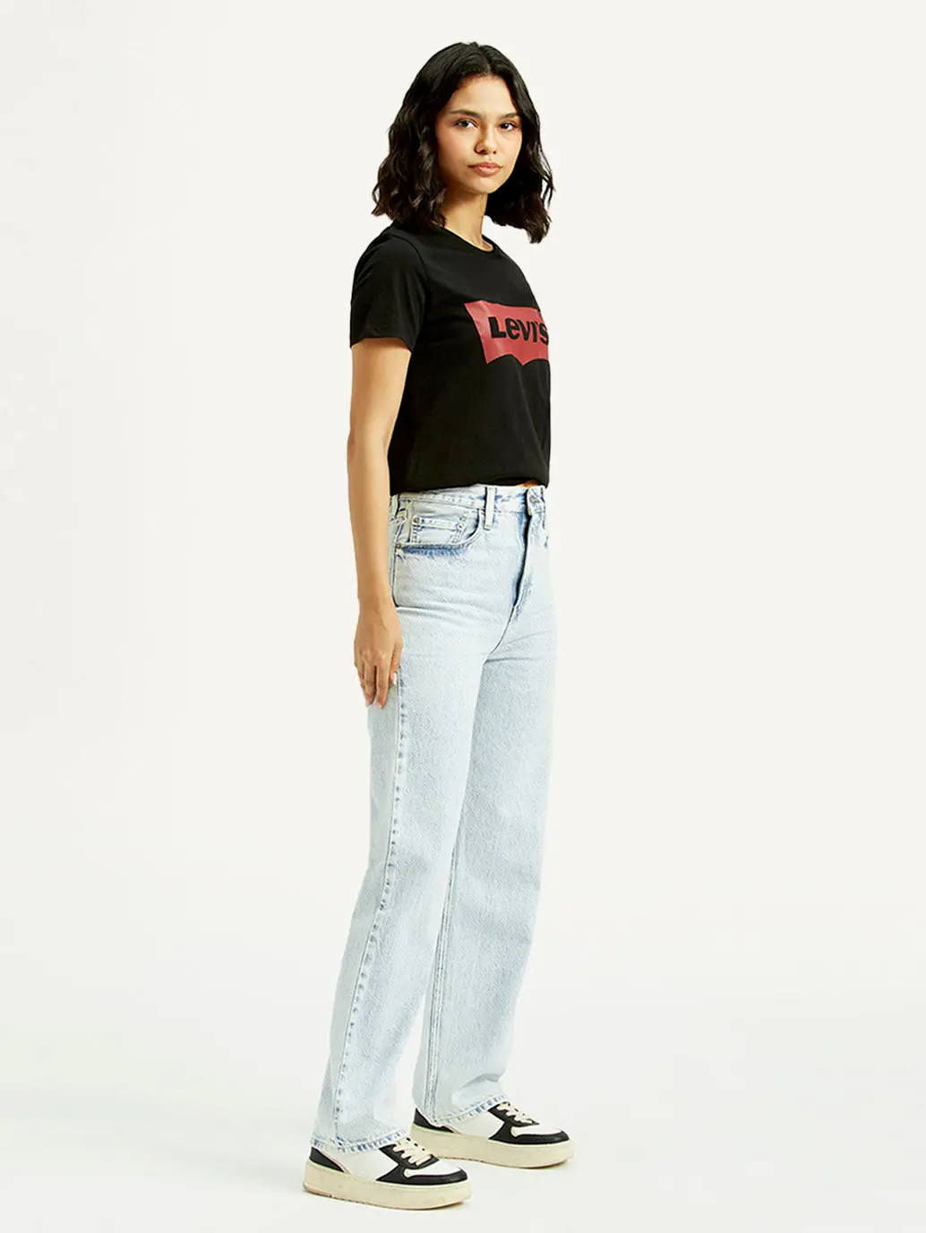 Women's Light Blue Ribcage Straight Fit High Rise Jeans 6