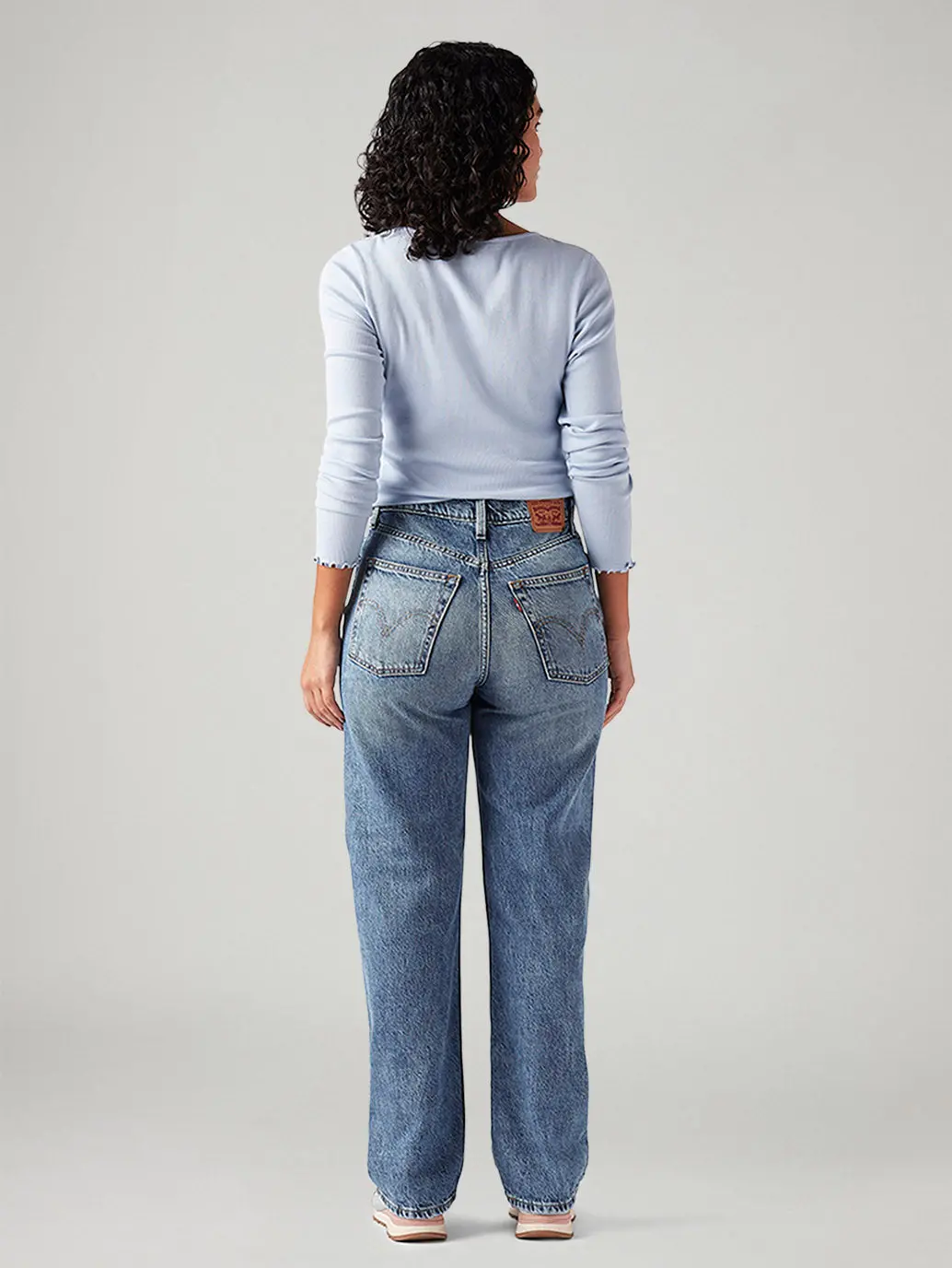 Women's Light Blue Ribcage Straight Fit High Rise Jeans 4