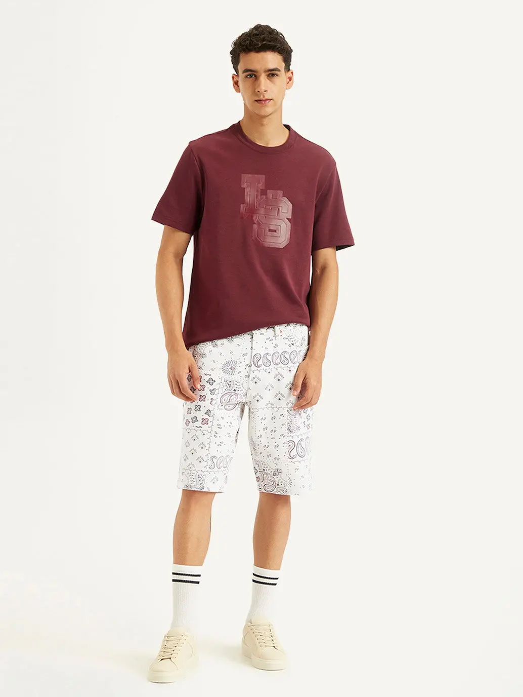 Men's White Tapered Shorts 1