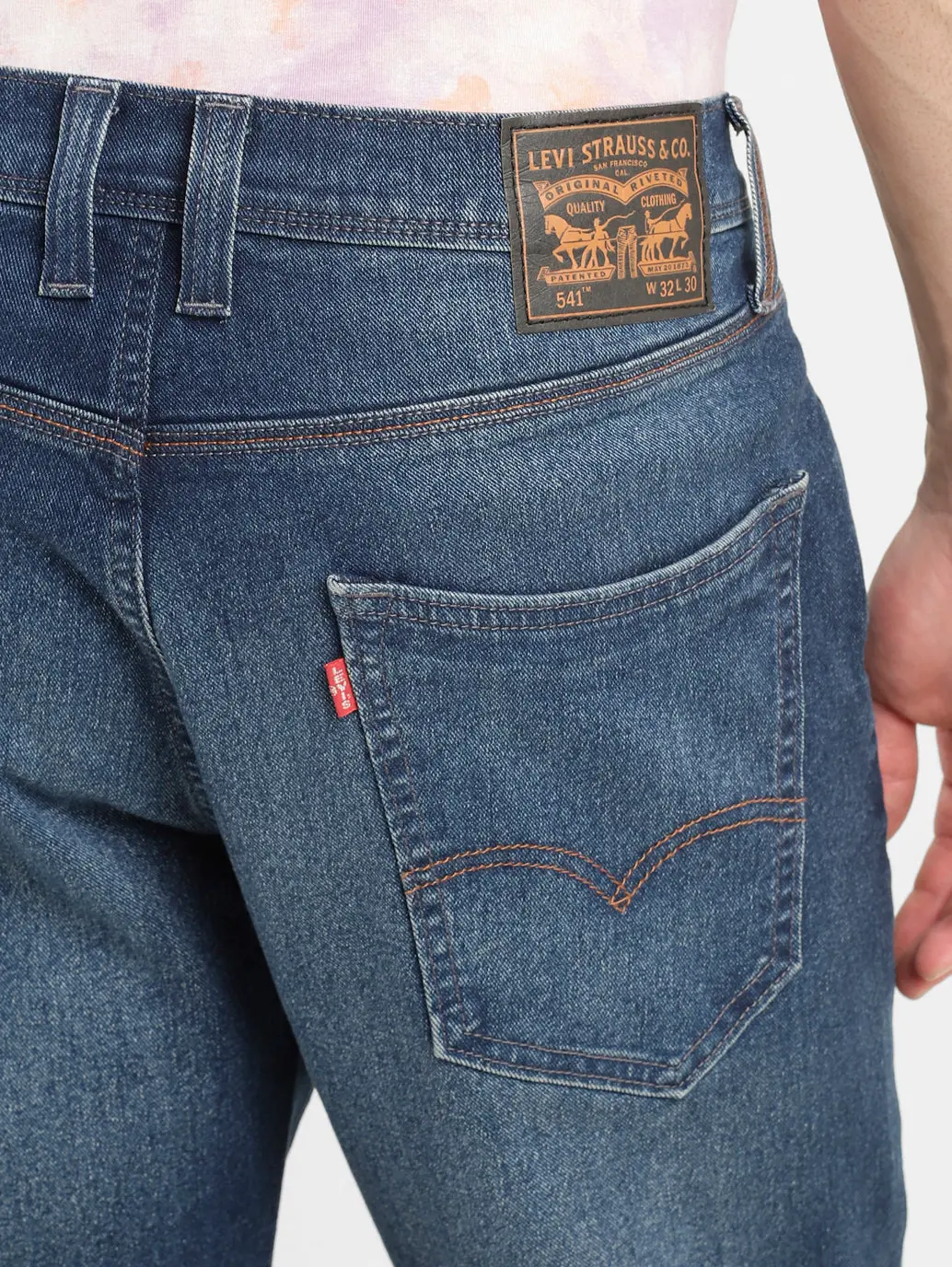 Men's 541 Blue Athletic Tapered Fit Mid Rise Jeans 5