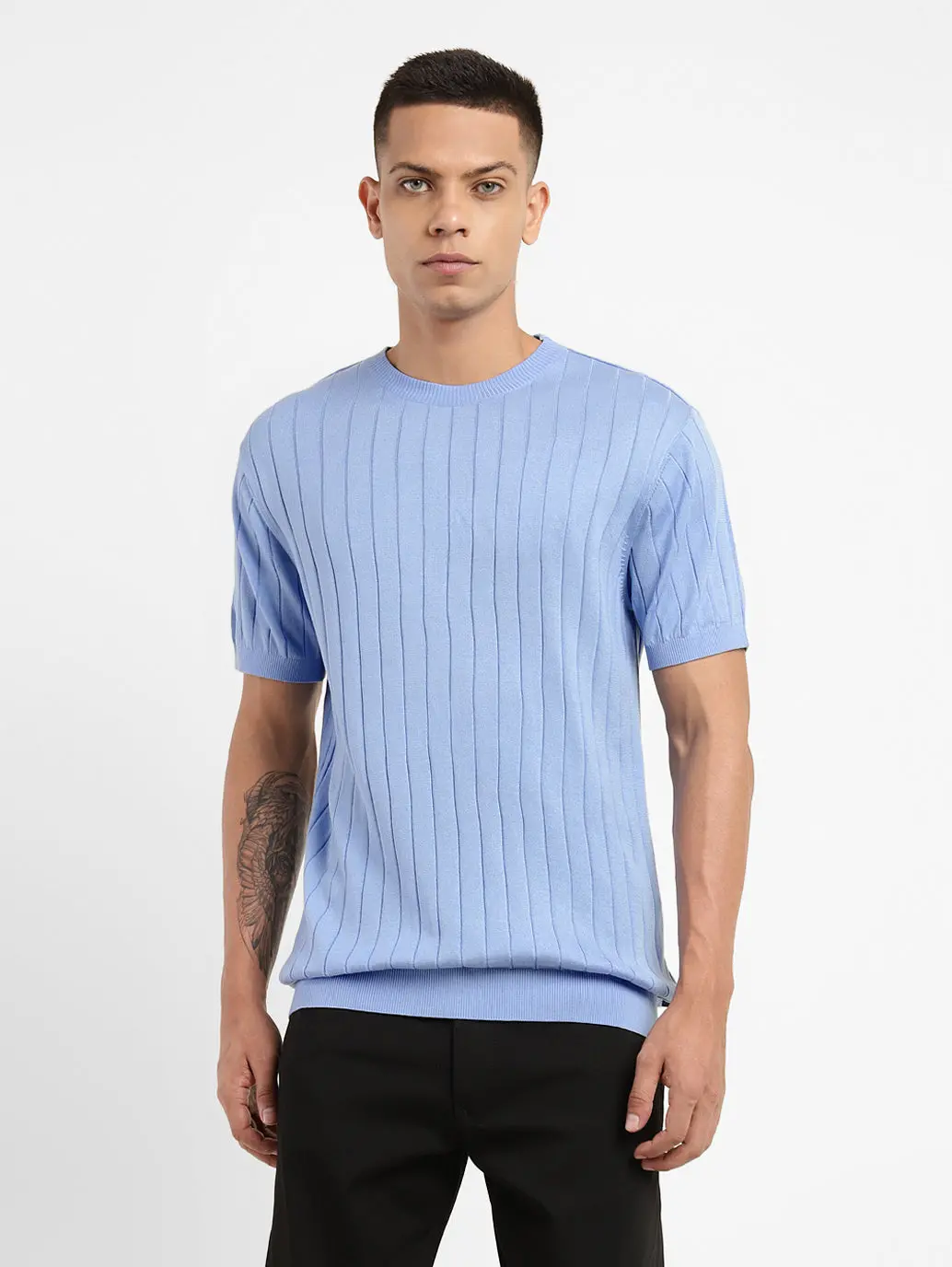 Men's Self Design Crew Neck T-Shirt 1