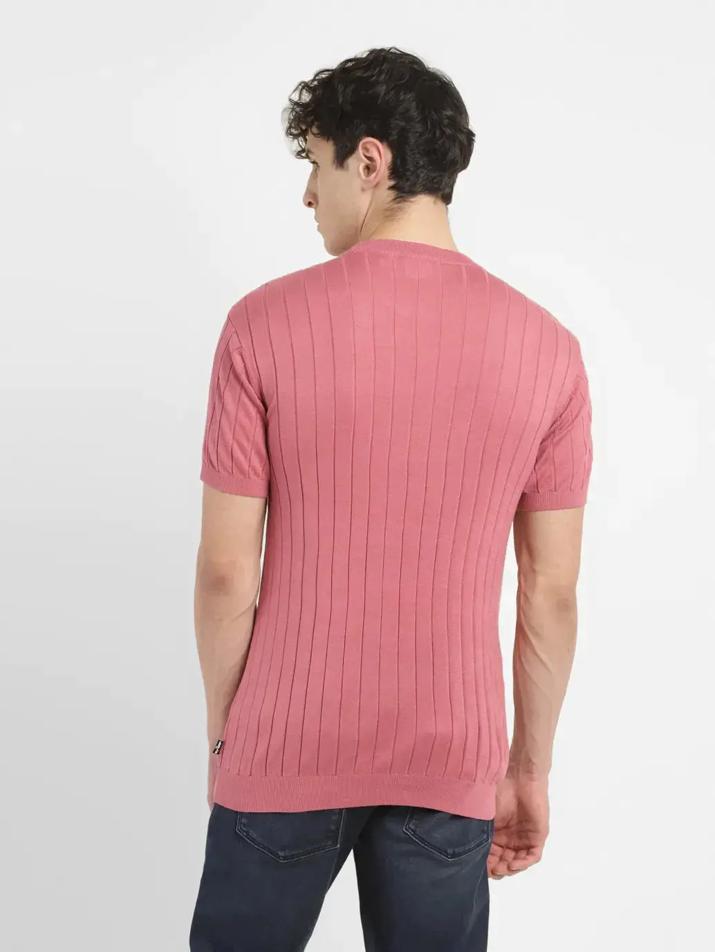 Men's Redloop Striped Pink Crew Neck T-Shirt 3