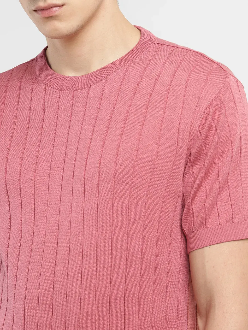 Men's Redloop Striped Pink Crew Neck T-Shirt 5