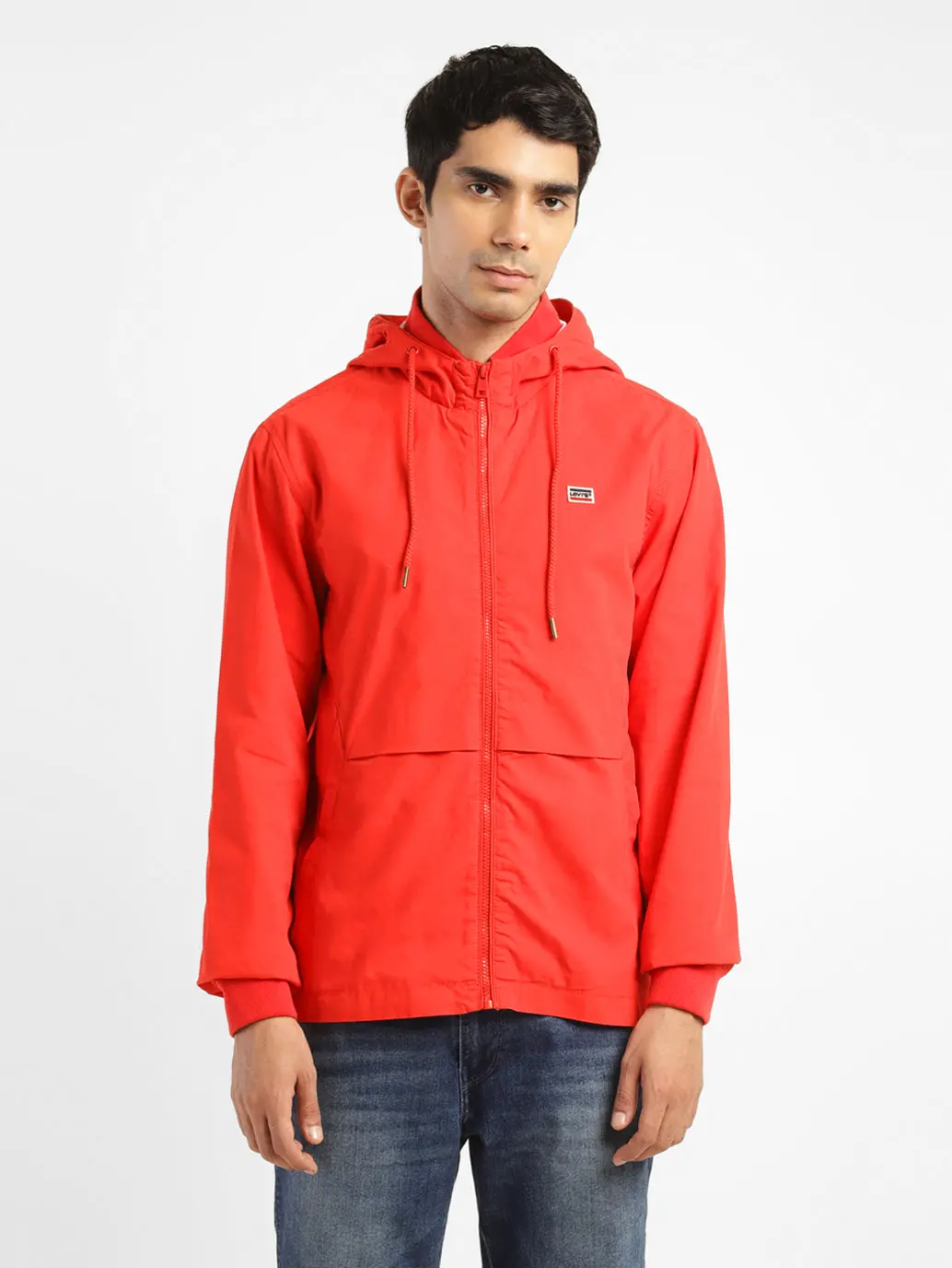 Men's Solid Red Hooded Tailored Jacket 2