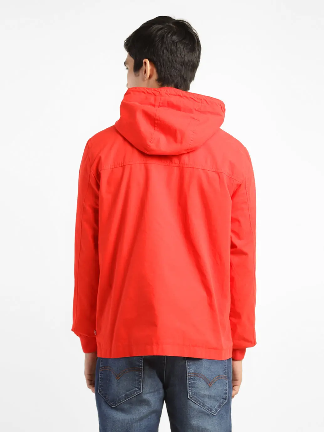 Men's Solid Red Hooded Tailored Jacket 3