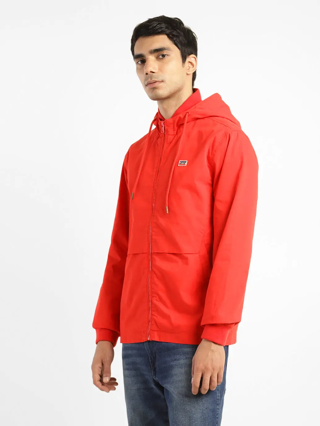 Men's Solid Red Hooded Tailored Jacket 4