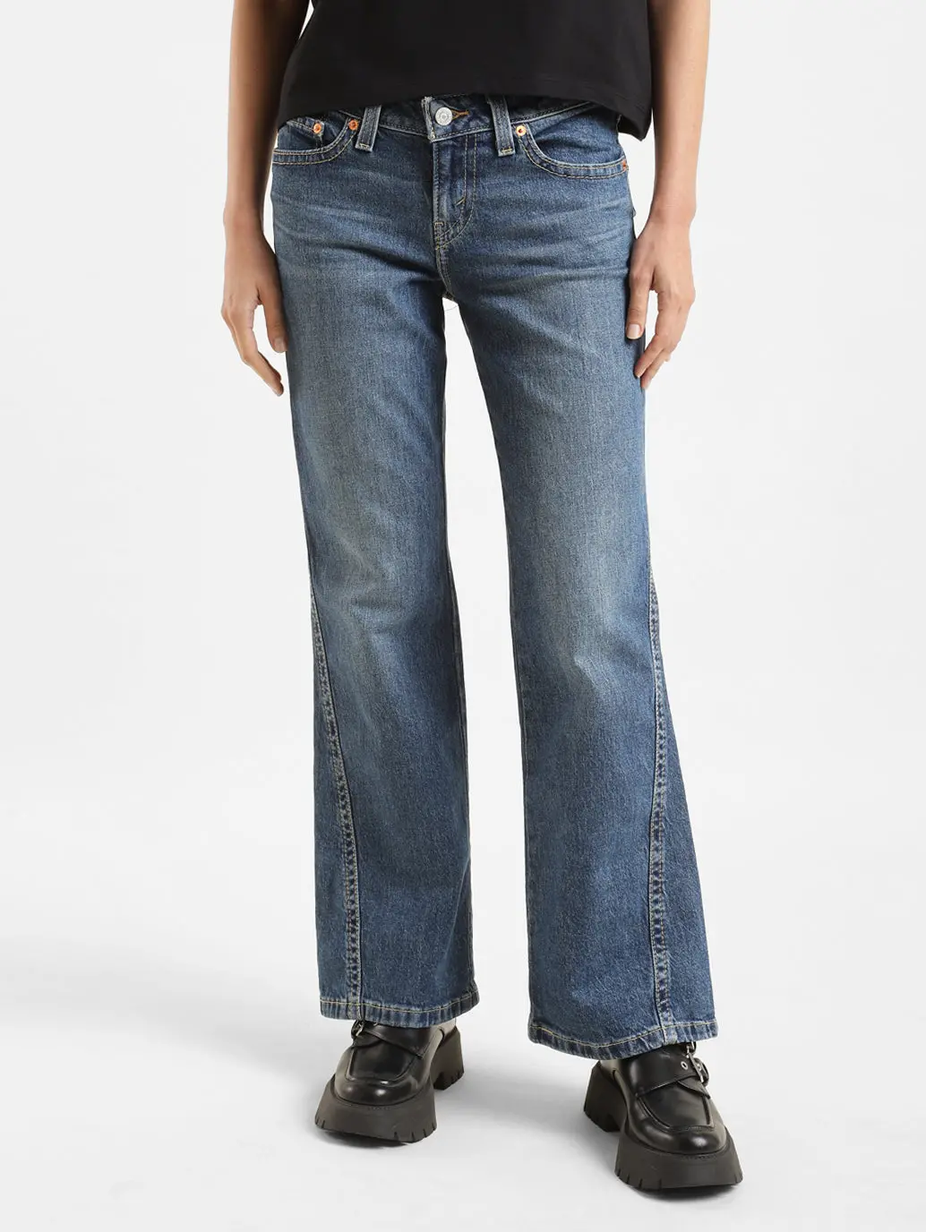 Women's Blue Naughties Bootcut Fit High Rise Jeans 1