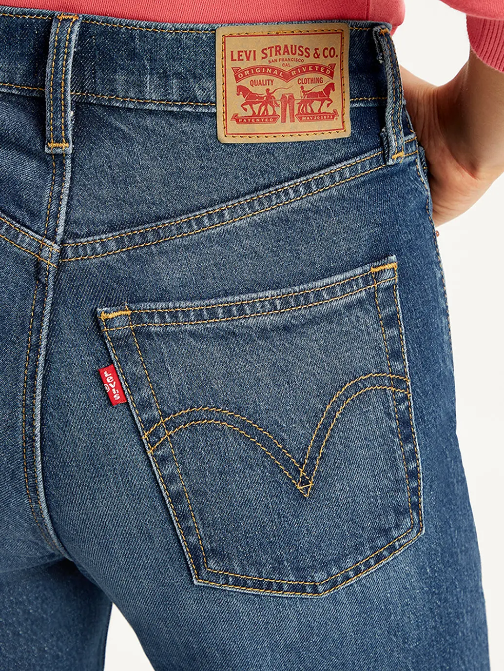 Women's Blue Ribcage Bell Bottom Wide Leg Fit High Rise Jeans 6