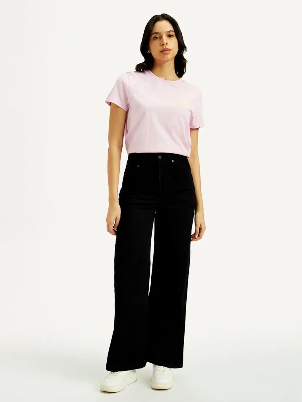 Women's Black Ribcage Wide Leg Fit High Rise Jeans 1