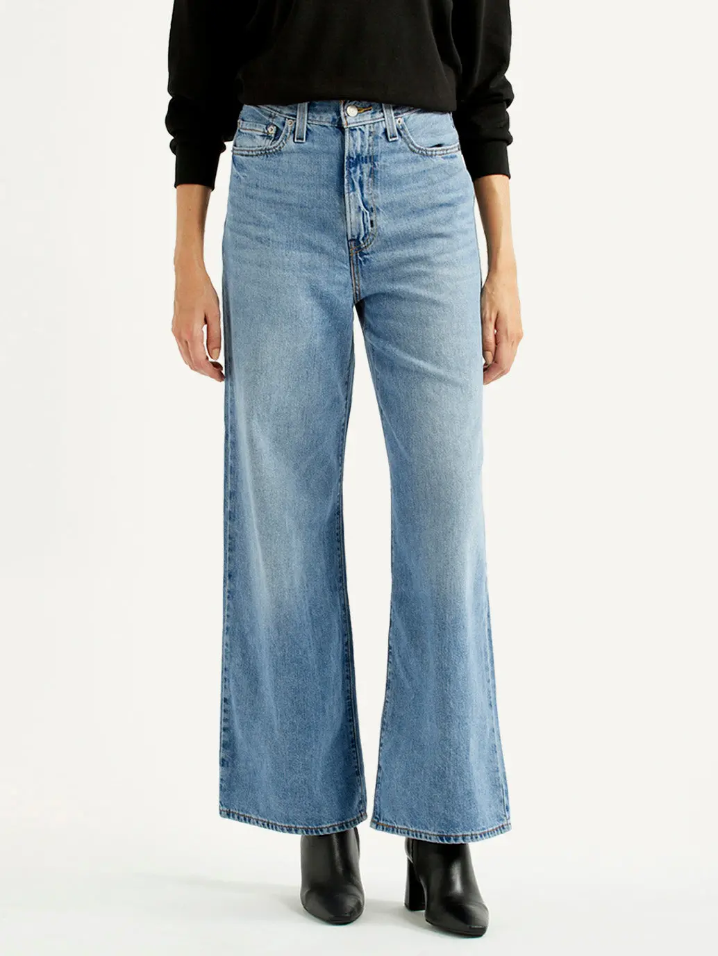 Women's Light Blue Ribcage Wide Leg Fit High Rise Jeans 2