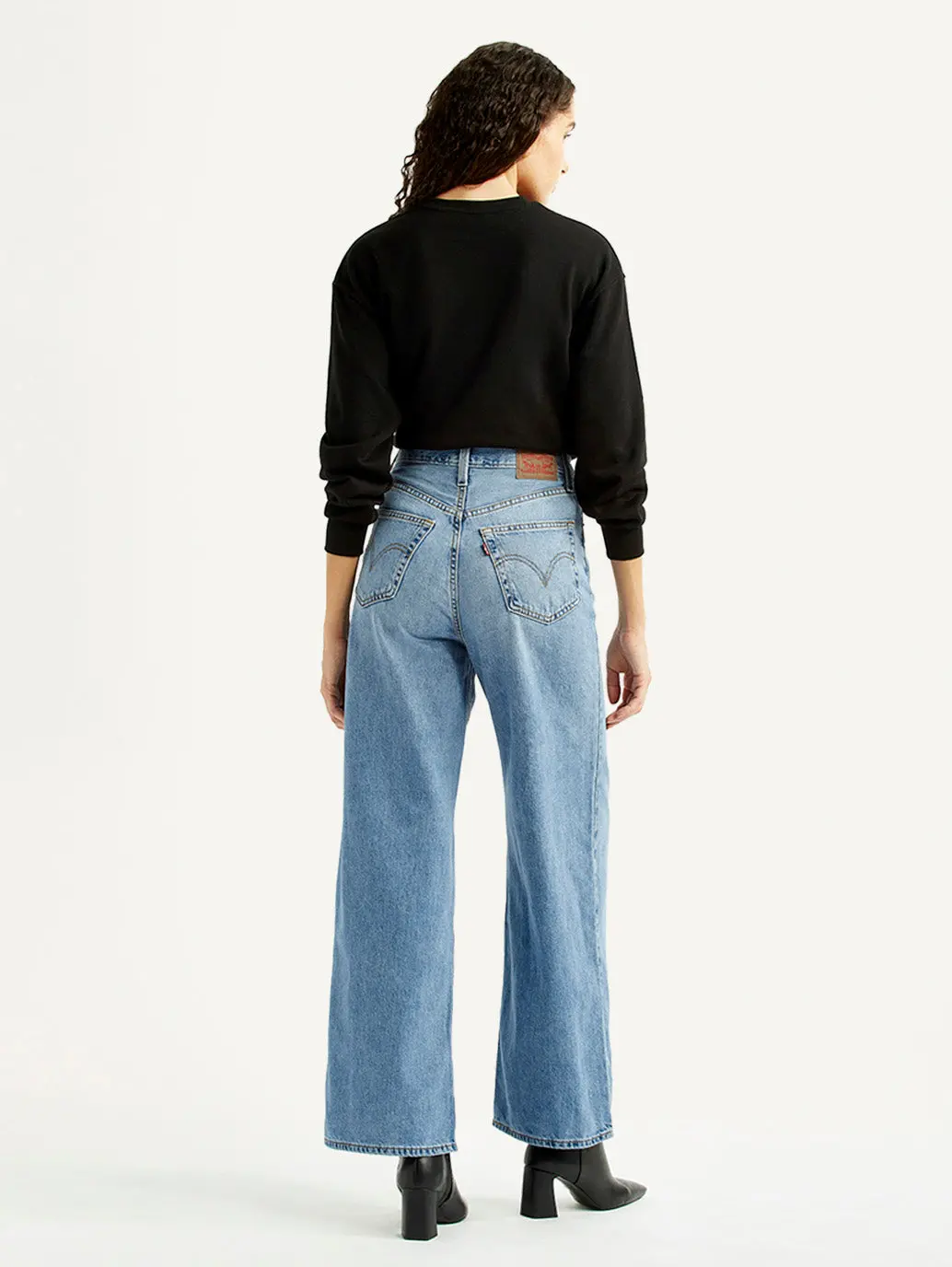 Women's Light Blue Ribcage Wide Leg Fit High Rise Jeans 3