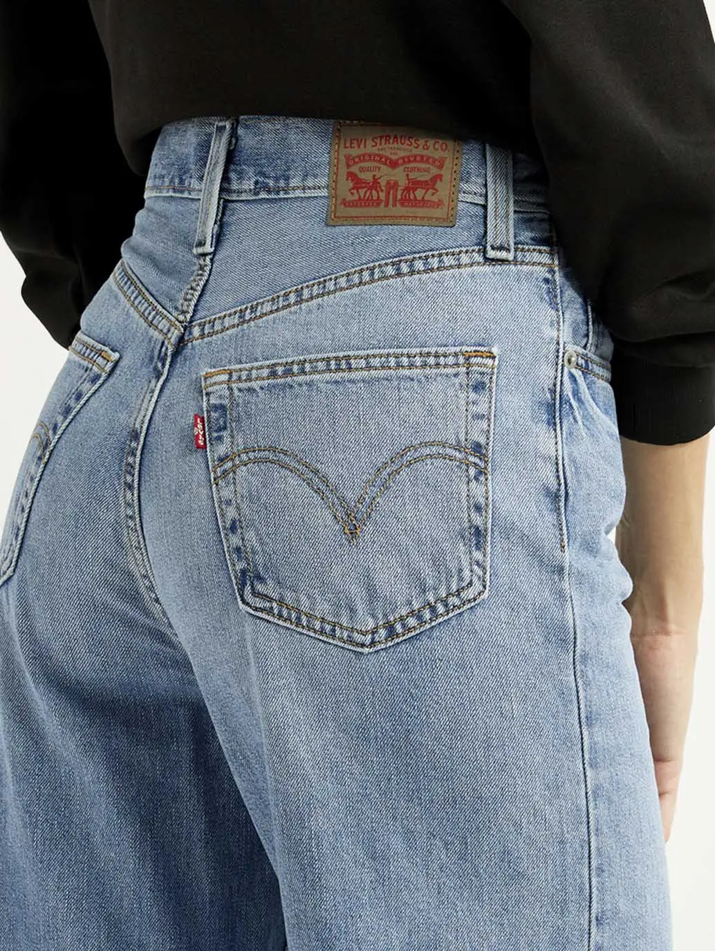 Women's Light Blue Ribcage Wide Leg Fit High Rise Jeans 5