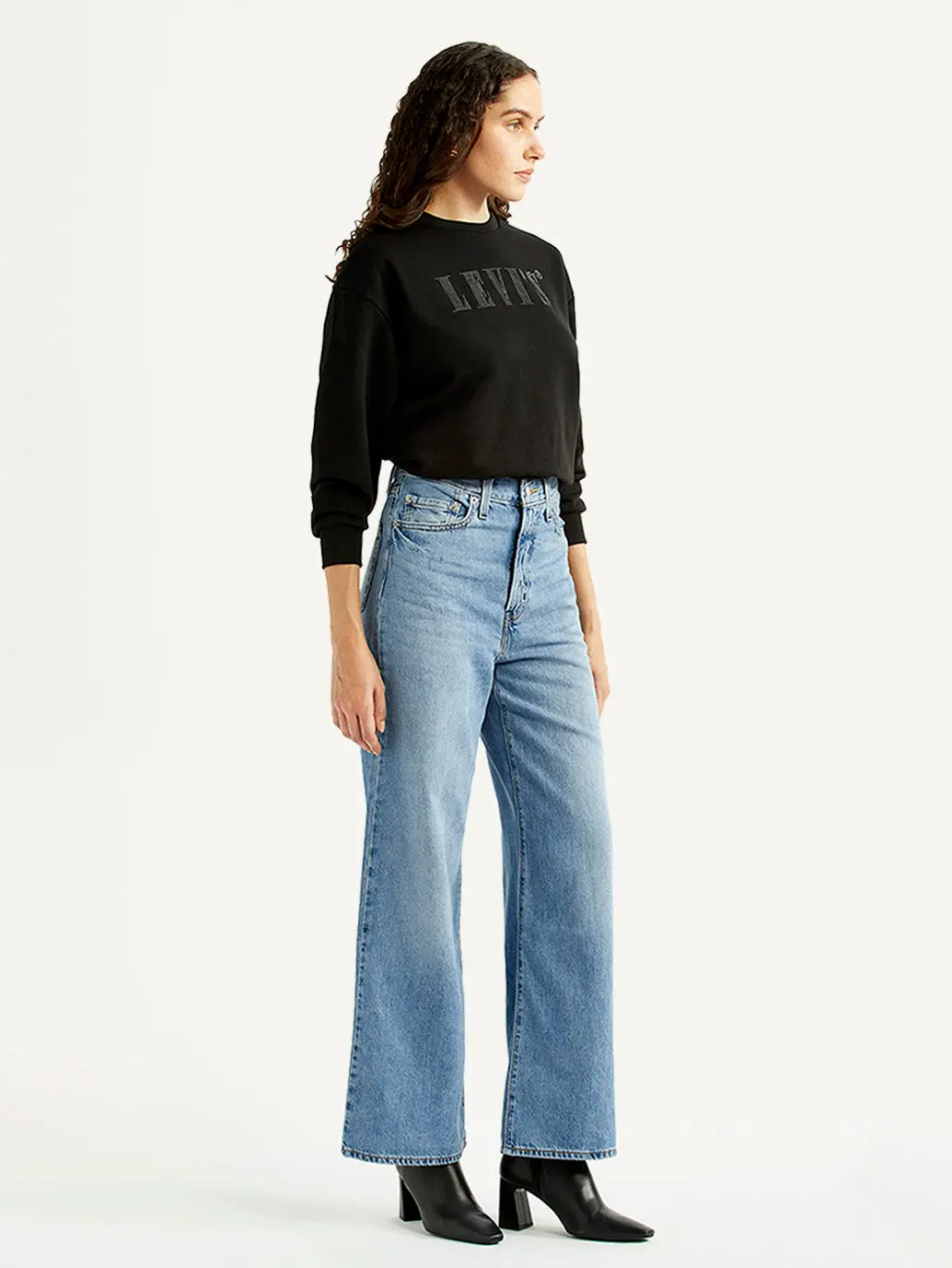 Women's Light Blue Ribcage Wide Leg Fit High Rise Jeans 6