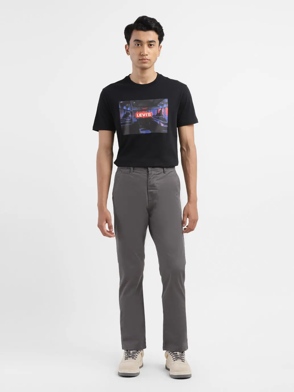 Men's Men's Grey Slim Fit Trousers 1