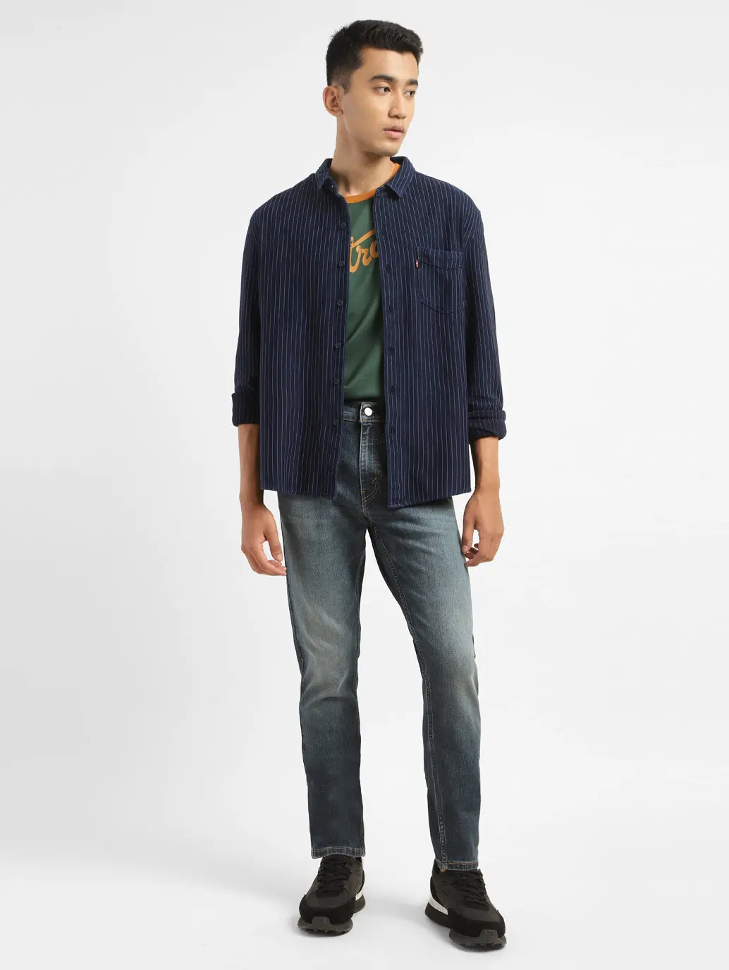 Men's 512 Navy Blue Slim Tapered Fit Mid Rise Jeans 1