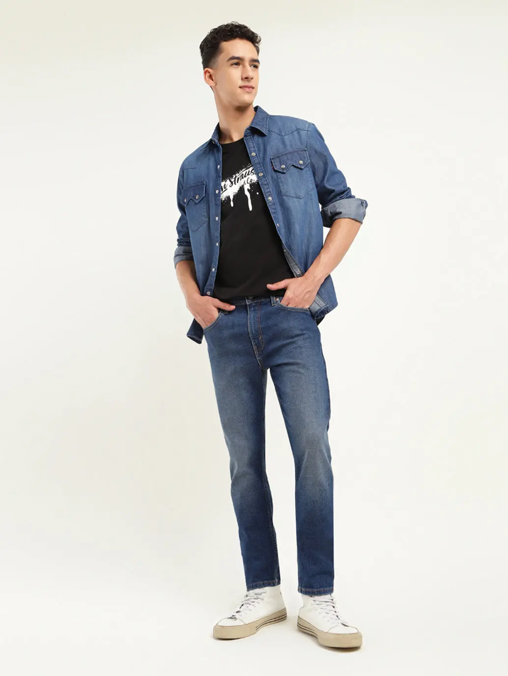 Men's 512 Blue Slim Tapered Fit Mid Rise Jeans 1