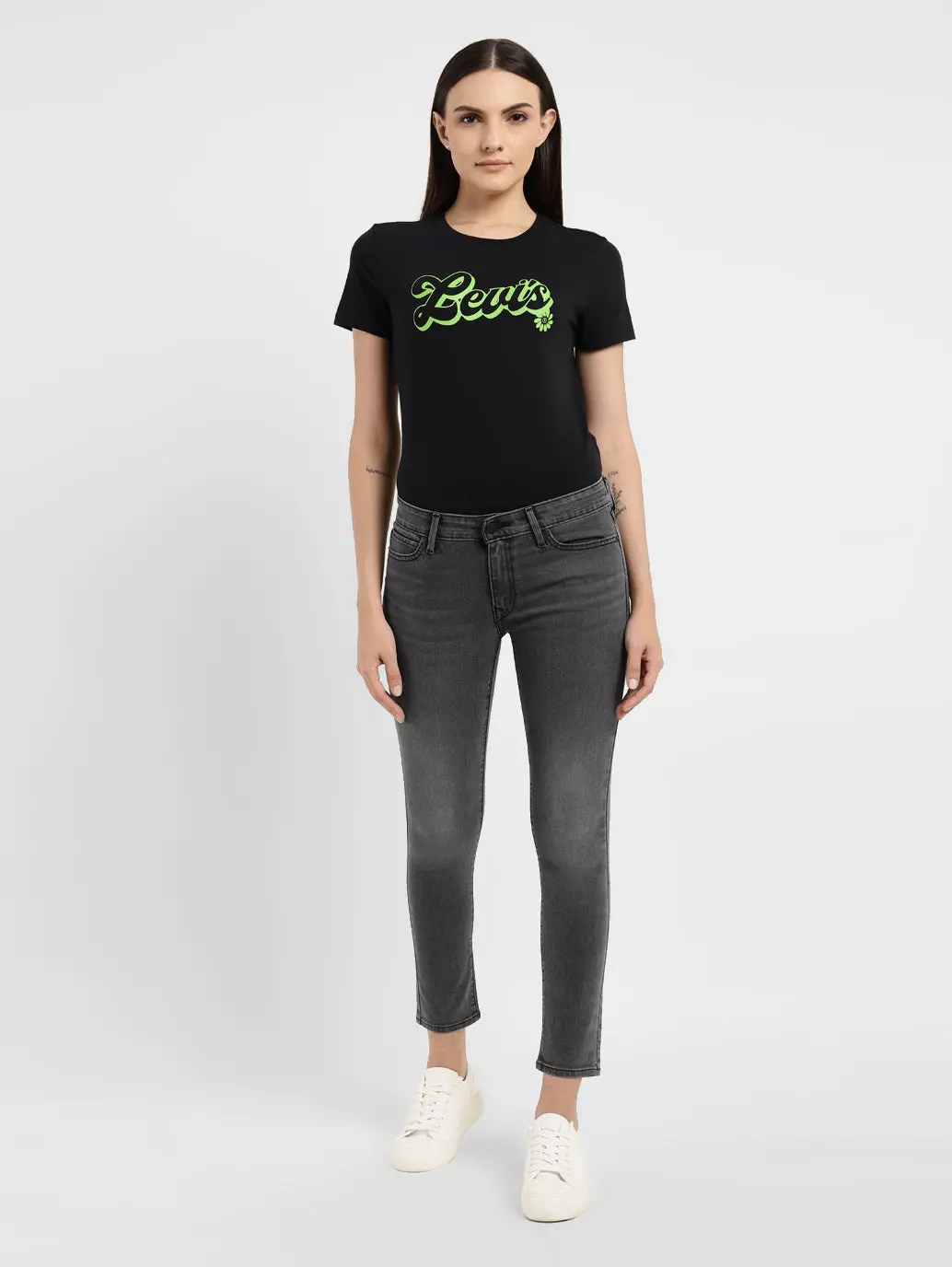 Women's 710 Black Skinny Fit Mid Rise Jeans 2