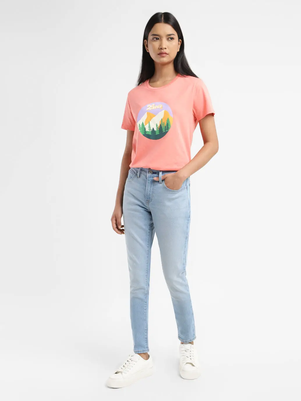 Women's 710 Blue Skinny Fit Mid Rise Jeans 1