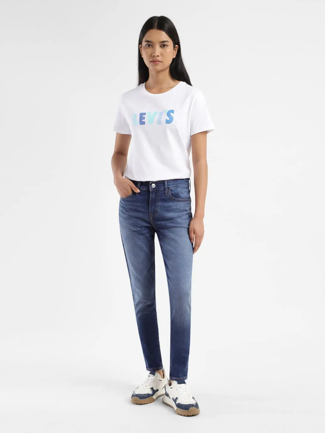 Women's 710 Blue Skinny Fit Mid Rise Jeans 1