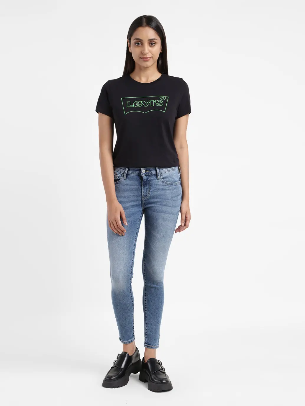 Women's 710 Blue Skinny Fit Mid Rise Jeans 1
