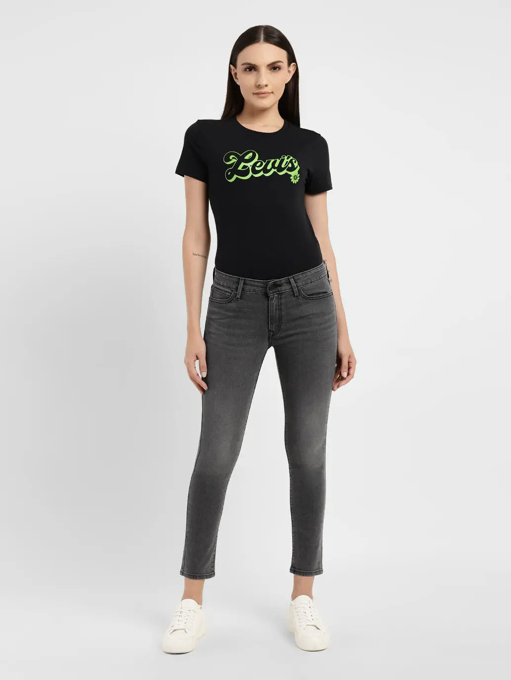 Women's 710 Grey Skinny Fit Mid Rise Jeans 1
