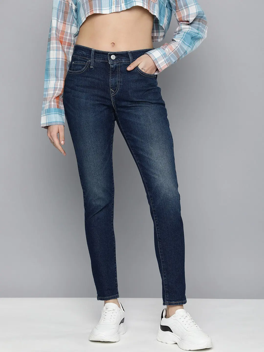 Women's 710 Blue Skinny Fit Mid Rise Jeans 1