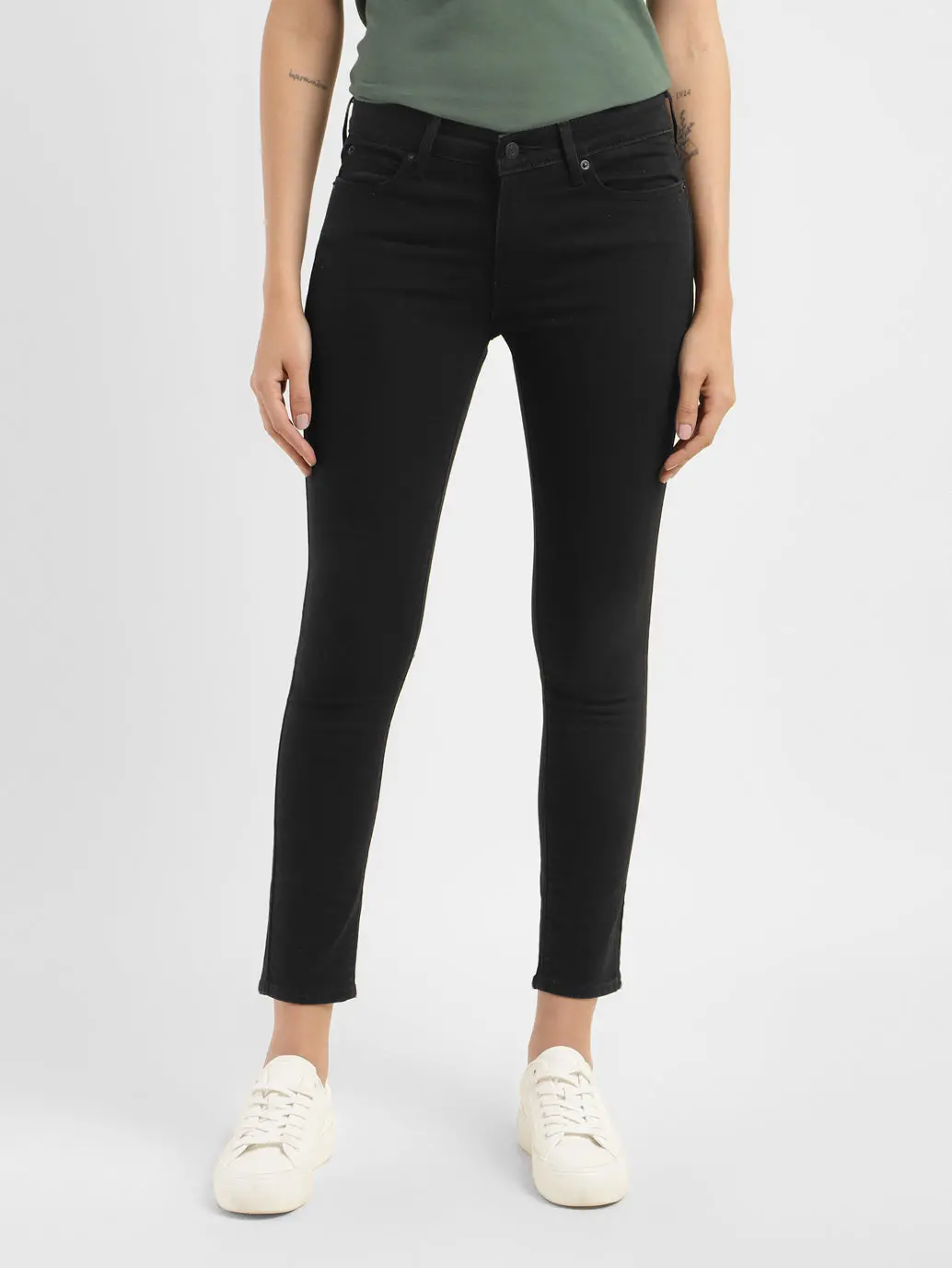Women's 711 Black Skinny Fit Mid Rise Jeans 1