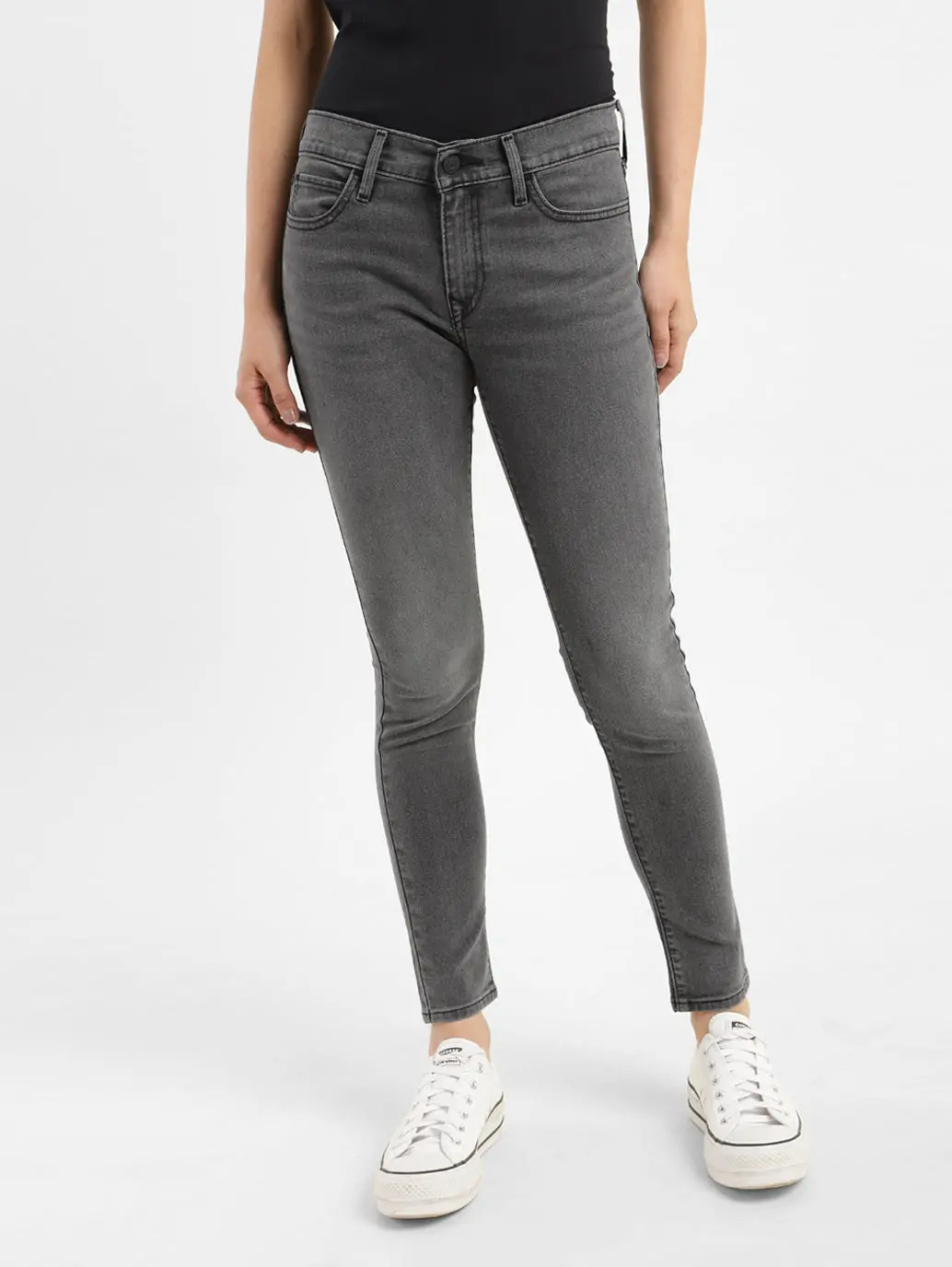Women's 711 Black Skinny Fit Mid Rise Jeans 1