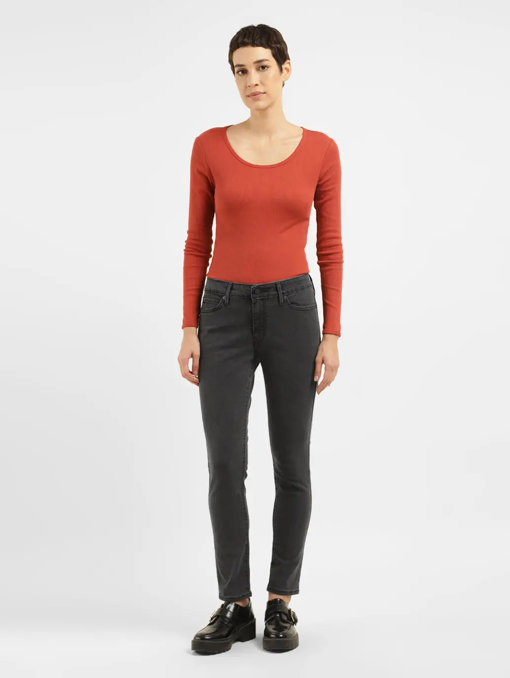 Women's 711 Black Skinny Fit Mid Rise Jeans 1