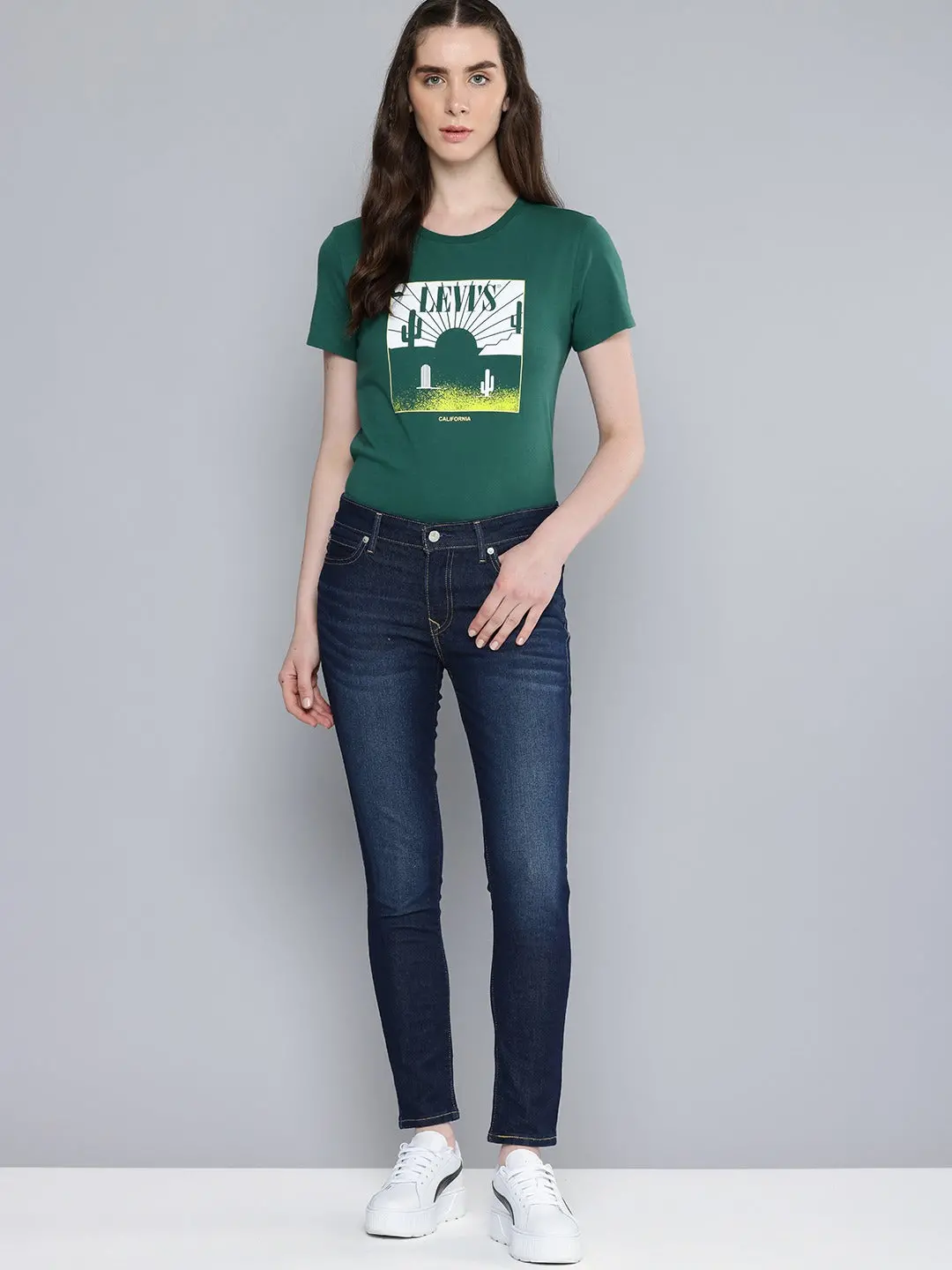 Women's 711 Blue Skinny Fit Mid Rise Jeans 1