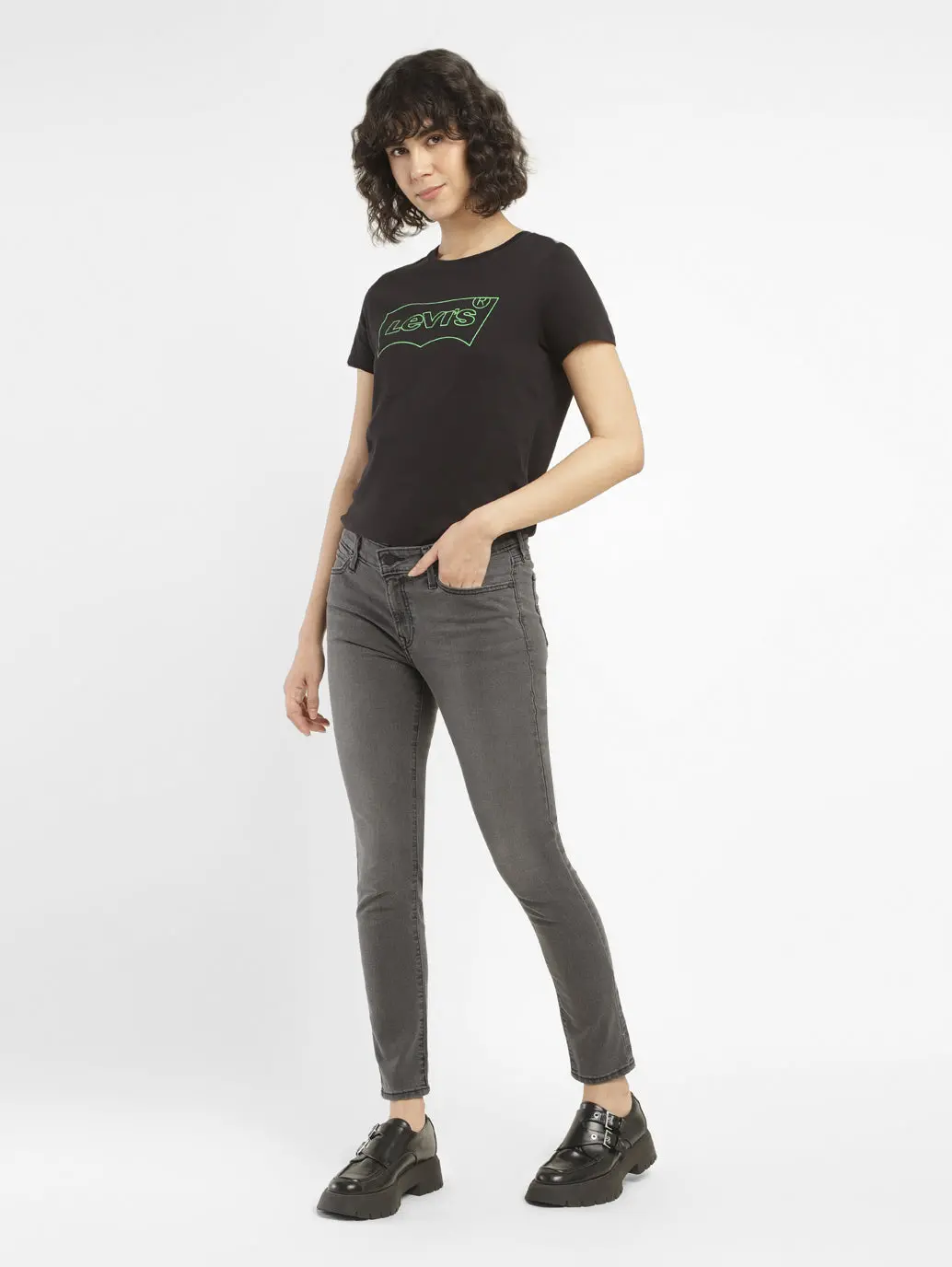 Women's 711 Grey Skinny Fit Mid Rise Jeans 1