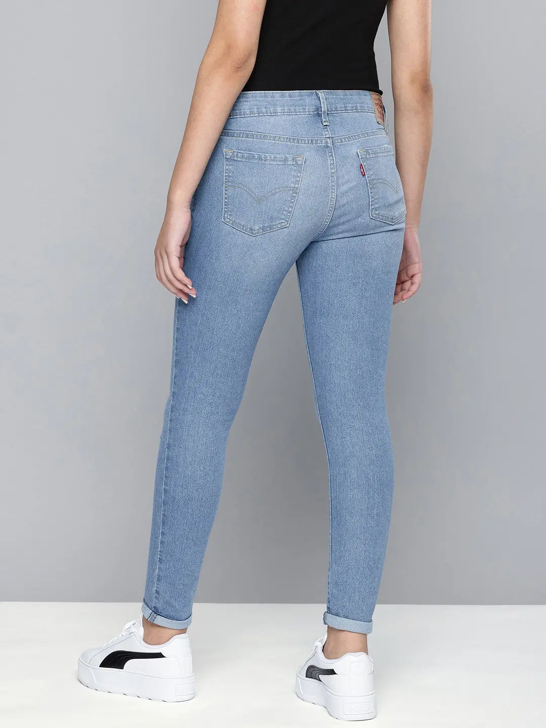 Women's 711 Blue Skinny Fit Mid Rise Jeans 4