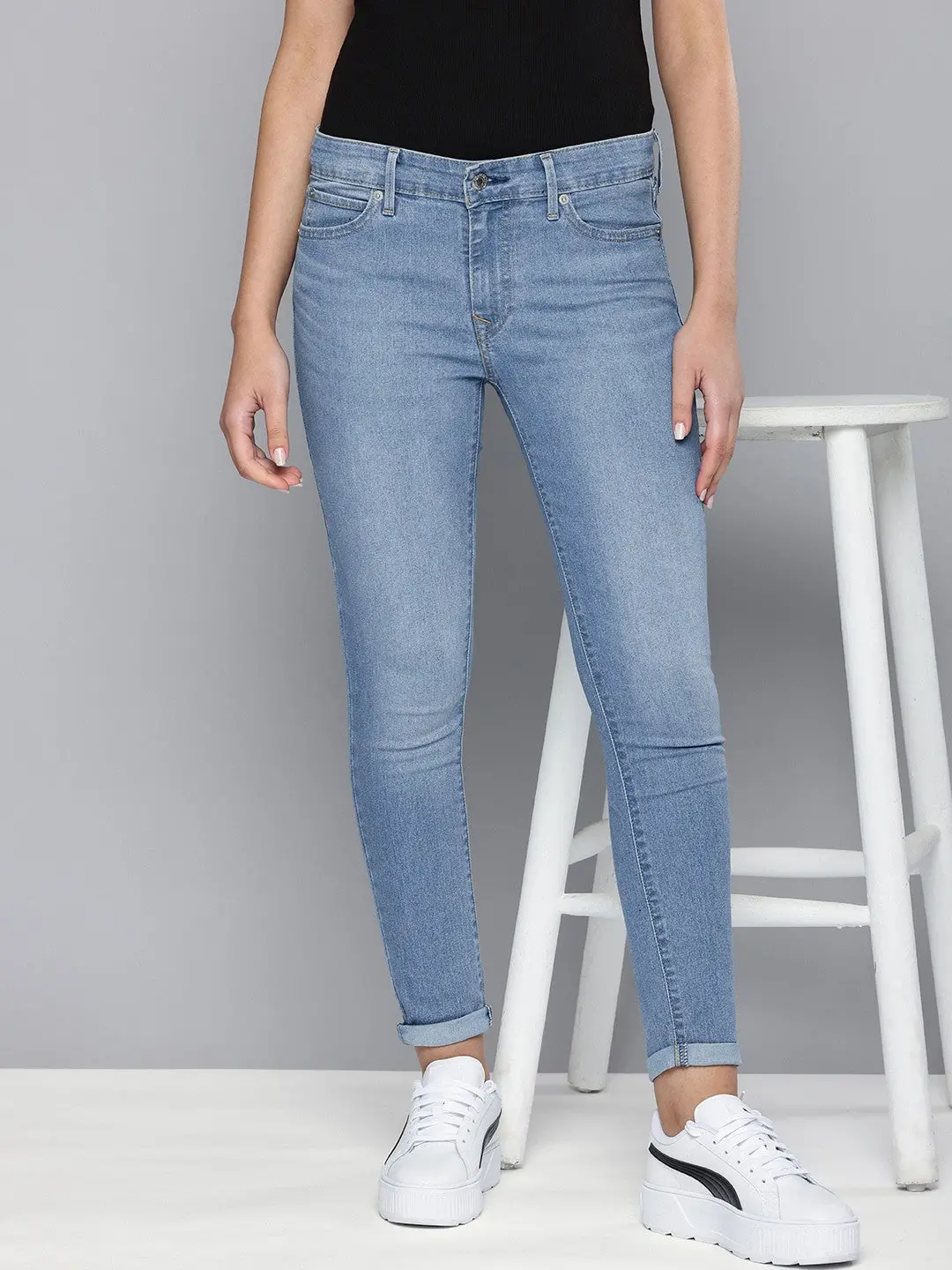 Women's 711 Blue Skinny Fit Mid Rise Jeans 1